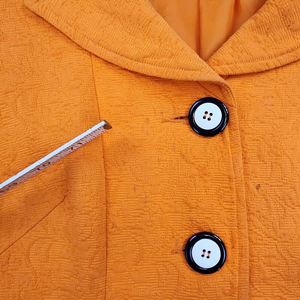 Vintage Teri Jon Rickie Freeman Blazer Womens 4 Orange Floral Inlay Short Sleeve - Picture 12 of 16